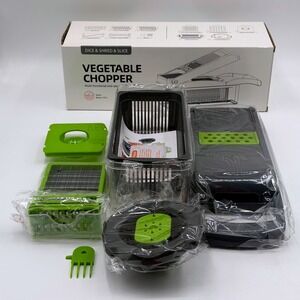 Multi-functional Vegetable Chopper Set Dice Shred Slice Black Green New